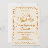 Invitation Dîner d'action de la Turquie à la main fantaisie (Devant)