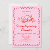 Invitation Dîner d'action de la Turquie à la main fantaisie (Devant)