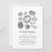 Invitation Dîner d'action minima dessiné à la main automne (Devant)