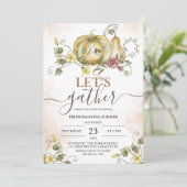 Invitation Dîner d'action vintage Aquarelle Citrouilles (Debout devant)