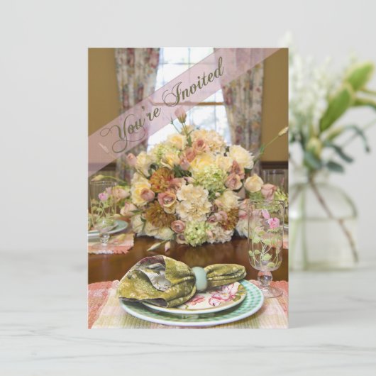 Invitation Dîner Dames (Parcours De Table Florale) (Debout devant)
