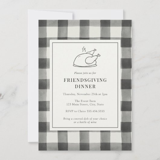 Invitation Dîner d'amitié Buffle noir Plaid (Devant)