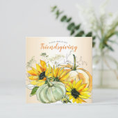 Invitation Dîner d'amitié Floral de tournesol avec Citrouille (Debout devant)