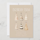 Invitation Dîner d'anniversaire beige avec Casquette (Devant)