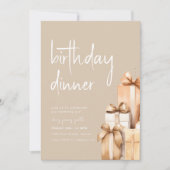 Invitation Dîner d'anniversaire beige avec présentation (Devant)