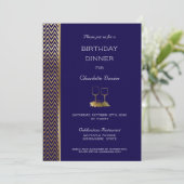 Invitation Dîner d'anniversaire bleu et or de la Marine (Debout devant)