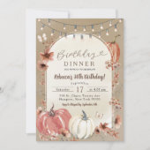 Invitation Dîner d'anniversaire Boho Wildflower Pumpkin (Devant)