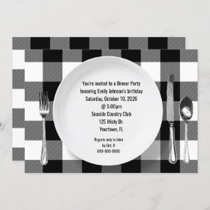 Invitation Dîner d'anniversaire Buffalo de fête Plaid