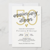 Invitation Dîner d'anniversaire de calligraphie noire Cœur d' (Devant)