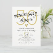 Invitation Dîner d'anniversaire de calligraphie noire Cœur d' (Debout devant)