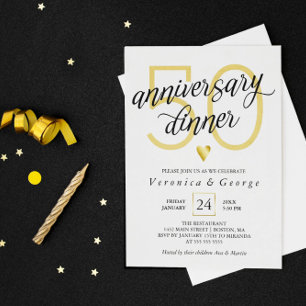 Invitation Dîner d'anniversaire de mariage à calligraphie noi