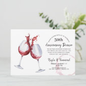 Invitation Dîner d'anniversaire de mariage au vin rouge (Debout devant)