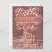 Invitation Dîner d'anniversaire d'or rose (Devant)