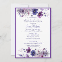 Dîner d'anniversaire Fleurs aquarelles violettes