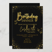 Invitation Dîner d'anniversaire Gold Light (Devant / Derrière)
