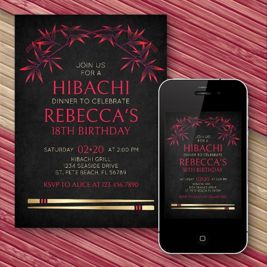 Invitation Dîner d'anniversaire Hibachi