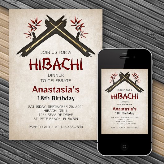 Invitation Dîner d'anniversaire Hibachi