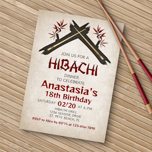 Invitation Dîner d'anniversaire Hibachi