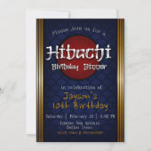 Invitation Dîner d'anniversaire Hibachi - Bleu (Devant)