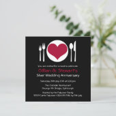 Invitation Dîner d'anniversaire Love Heart Plate - Rouge (Debout devant)