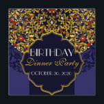 Invitation Dîner d'anniversaire Luxueux Bleu Rouge Or Bijou<br><div class="desc">Invitation personnalisée pour dîner d'anniversaire de luxe à motif floral bleu rouge or inspiré de l'Inde et du Moyen-Orient,  pour votre événement spécial. Tout le texte est personnalisable,  parfait pour presque toutes les célébrations,  mariages,  douches,  anniversaires,  anniversaires...  Changez la formulation pour répondre à vos besoins.</div>