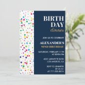 Invitation Dîner d'anniversaire Marine Blue Confetti 92e anni (Debout devant)