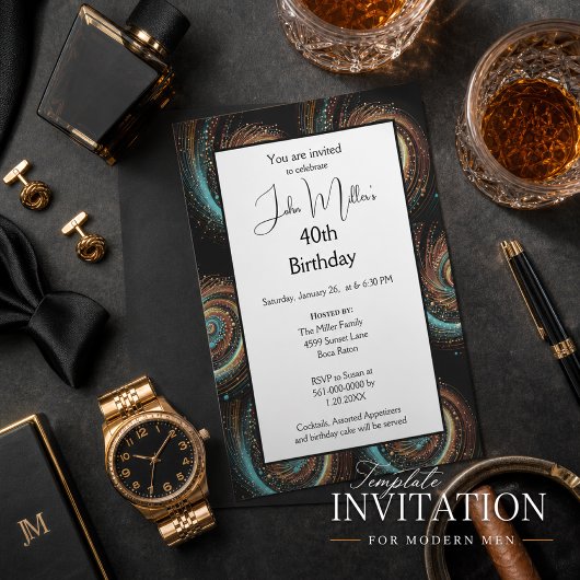 Invitation Dîner d'anniversaire masculin 40 ans