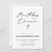 Invitation Dîner d'anniversaire minimal (Devant)