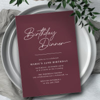 Dîner d'anniversaire moderne simple Rouge Bourgogn