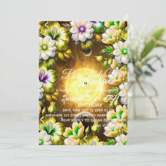 Invitation Dîner d'anniversaire numérique Modèle, noir (Debout devant)