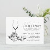 Invitation Dîner d'anniversaire Oyster Pearl | Rayures noires (Debout devant)
