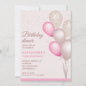 Invitation Dîner d'anniversaire rose moderne 73e anniversaire (Devant)