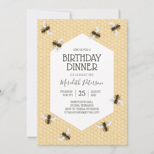 Invitation Dîner d'anniversaire vintage (Devant)