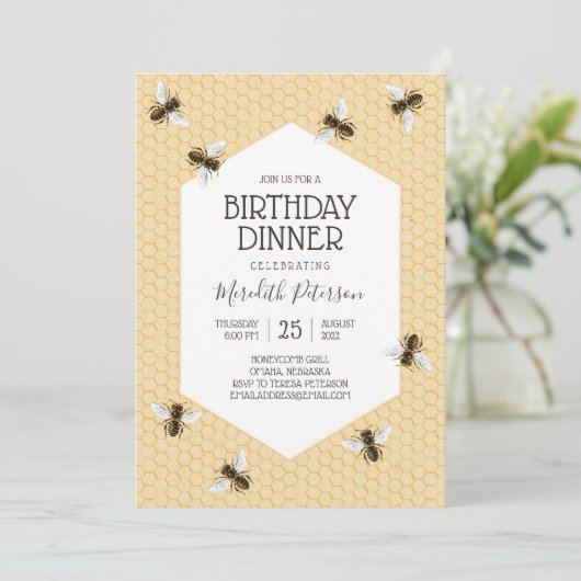 Invitation Dîner d'anniversaire vintage (Debout devant)