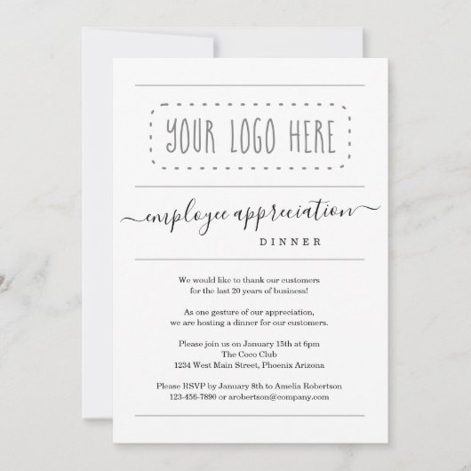 Invitation Dîner d'appréciation simple pour les employés - Aj (Devant)