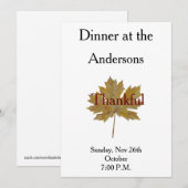 Invitation Dîner d'aquarelle aux couleurs d'automne reconnais (Devant / Derrière)