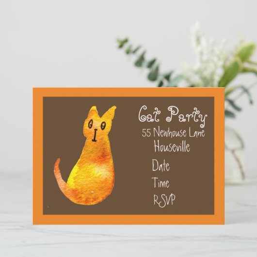 Invitation Dîner d'art de chat de gingembre moderne (Debout devant)