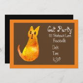 Invitation Dîner d'art de chat de gingembre moderne (Devant / Derrière)