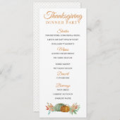 Invitation Dîner d'automne Thanksgiving citrouille Menu (Devant / Derrière)