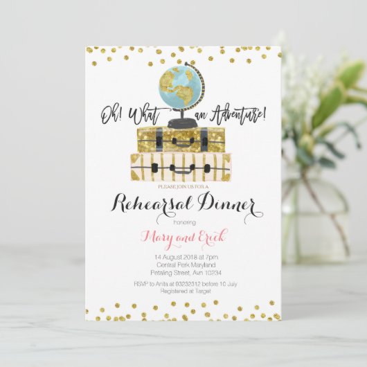 Invitation Dîner d'aventure de voyage (Debout devant)