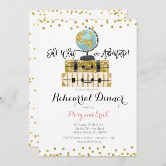 Invitation Dîner d'aventure de voyage (Devant / Derrière)