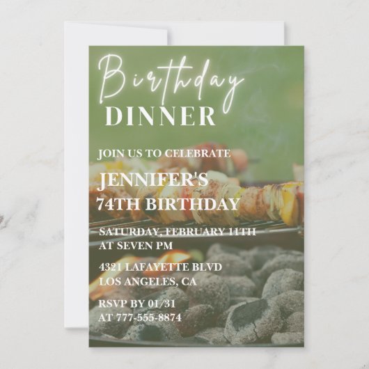 Invitation Dîner de barbecue dans la cour arrière pour 74 ans (Devant)