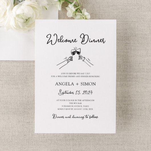 Invitation Dîner de bienvenue à main