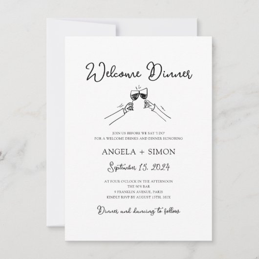 Invitation Dîner de bienvenue à main (Devant)