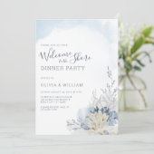 Invitation Dîner de bienvenue sur la plage à l'aquarelle (Debout devant)