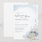 Invitation Dîner de bienvenue sur la plage à l'aquarelle (Devant / Derrière)