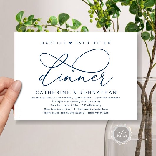 Invitation Dîner de bonheur éternel, fête romantique moderne
