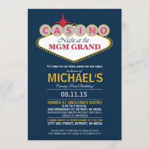 Invitation Dîner de casino moderne fête d'anniversaire Invita