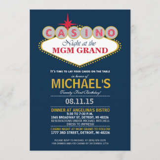 Invitation Dîner de casino moderne fête d'anniversaire Invita