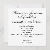 Invitation Dîner de chat amusant invitation, Anniversaire de (Dos)